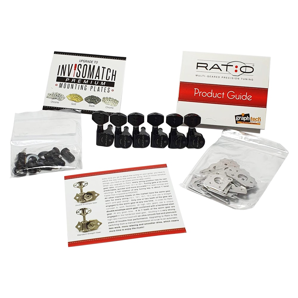 Clavijero Ratio 6L Black para Guitarra Electrica PRN-2721-B04