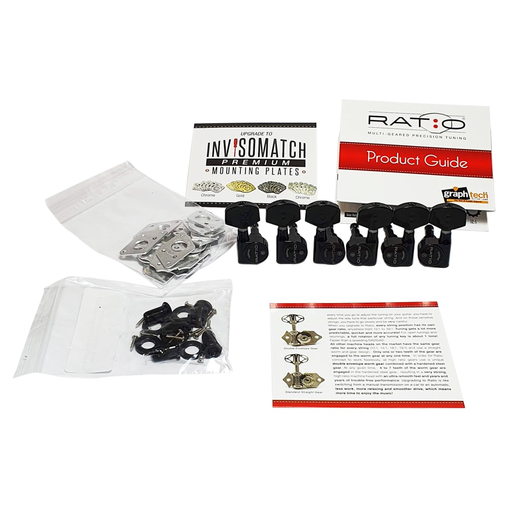 Clavijero Ratio 3L+3R Black para Guitarra Electrica PRN-2311-B Boton 072