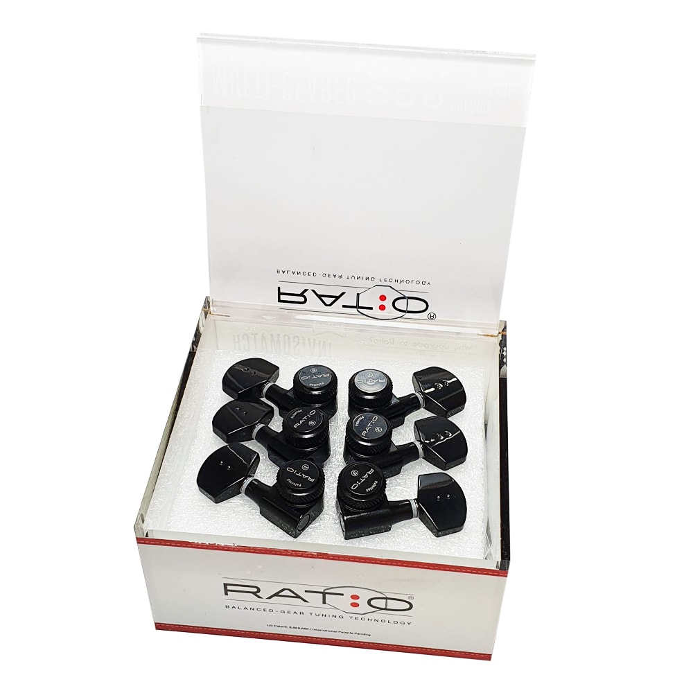 Clavijero 3L+3R con Locking. Mod: PRL-8311-B0. Boton: 07. Color: Black2