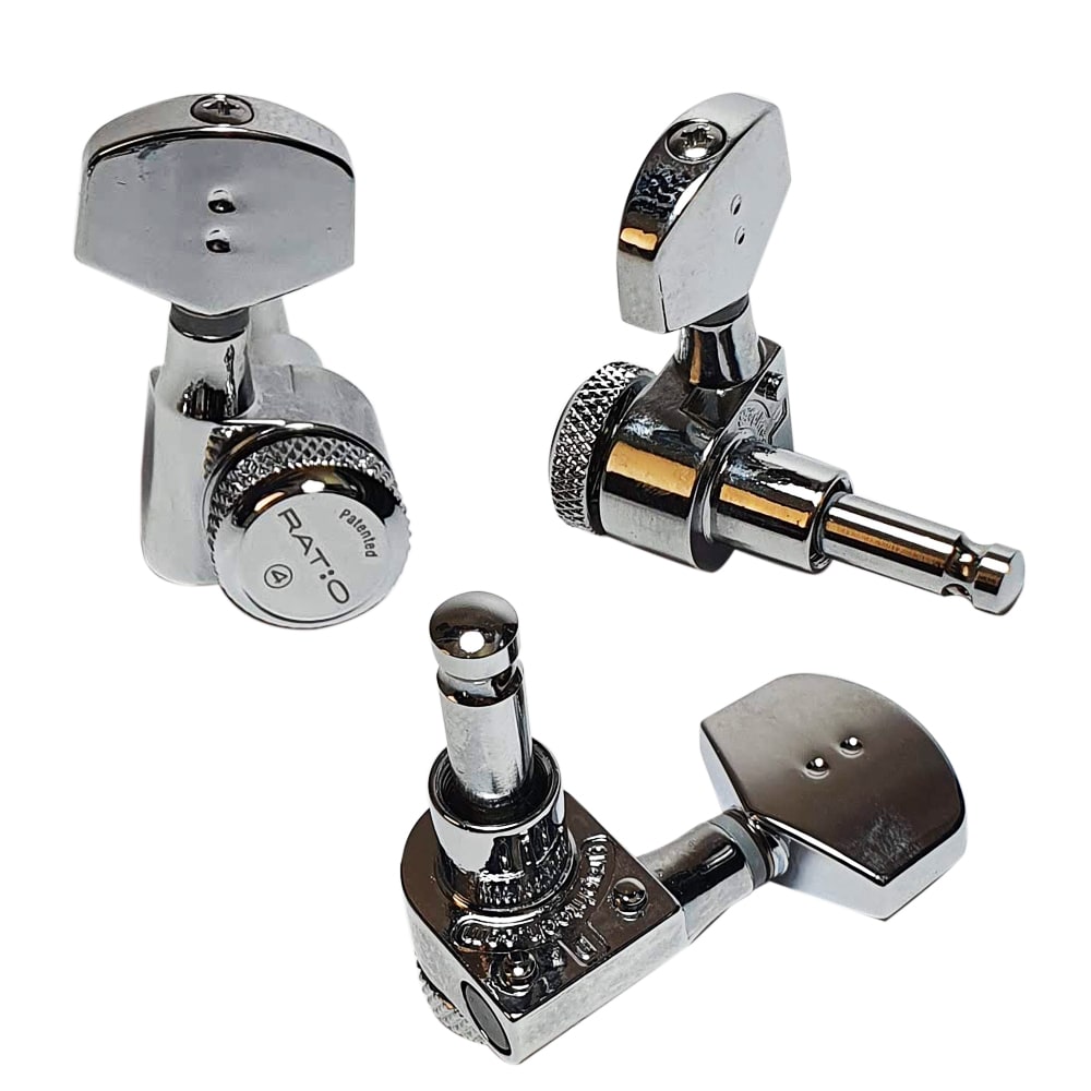 Clavijero 3L+3R con Locking. Mod: PRL-8311-C0. Boton: 07. Color: Chrome5