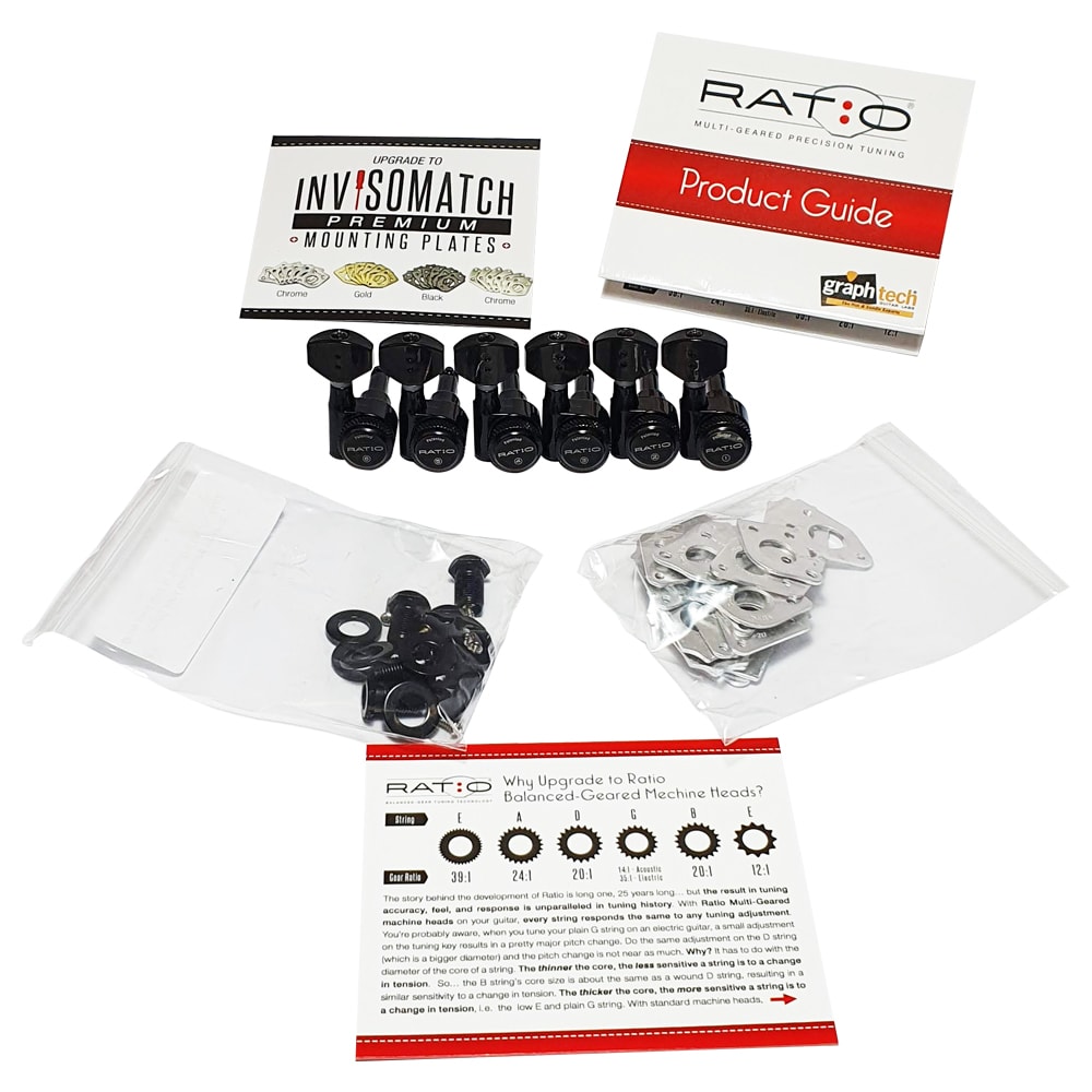 Clavijero 6L con Locking. Mod: PRL-8721-B0. Boton: 07. Color: Black3