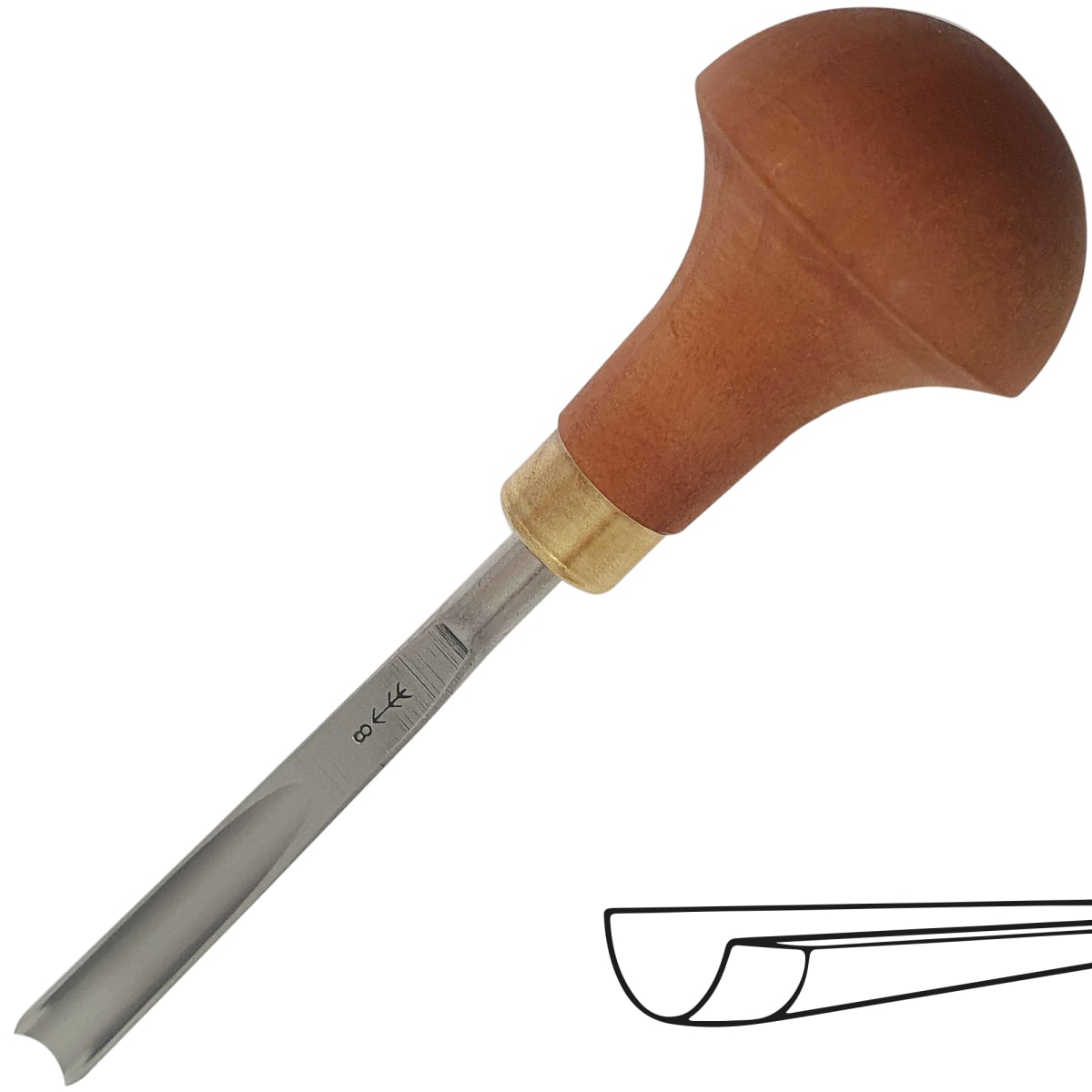 Gubia Semi Curva L8 de 7 mm de ancho para Timbre y Xilografia  0