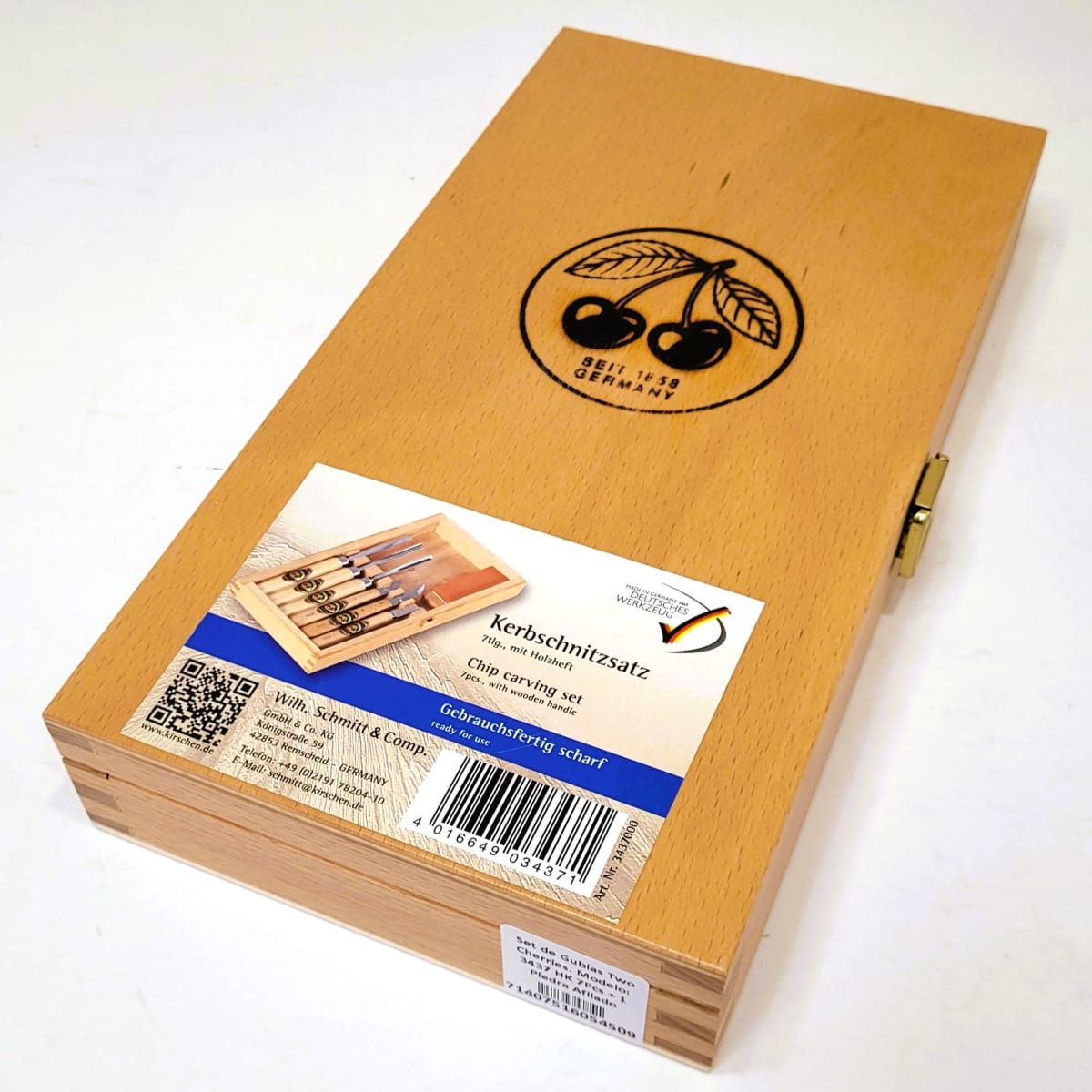 Set 3437 HK de 3 Mini Gubias 3 Cuchillos y 1 Piedra Two Cherries para Xilografia y Tallado28