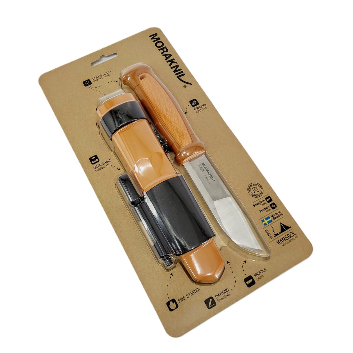 Cuchillo Morakniv Kansbol 13913 (S) Acero Inoxidable con Kit de Supervivencia Orange2