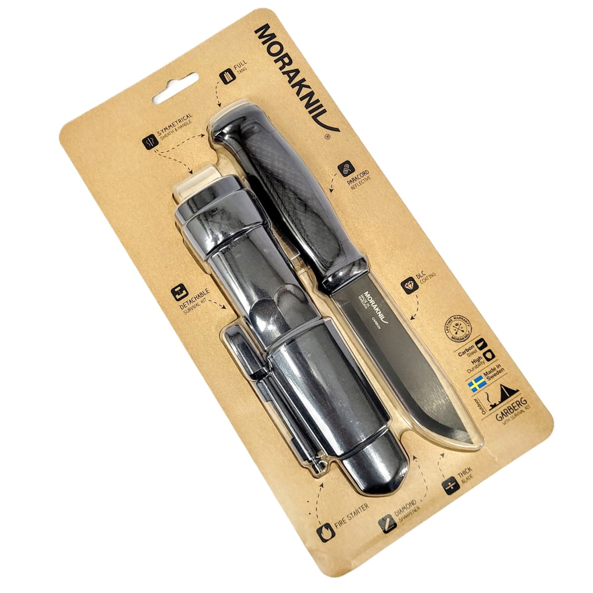 Cuchillo Garberg Black Blade (C) Acero al Carbono Morakniv 13915 con Kit de Supervivencia Black2