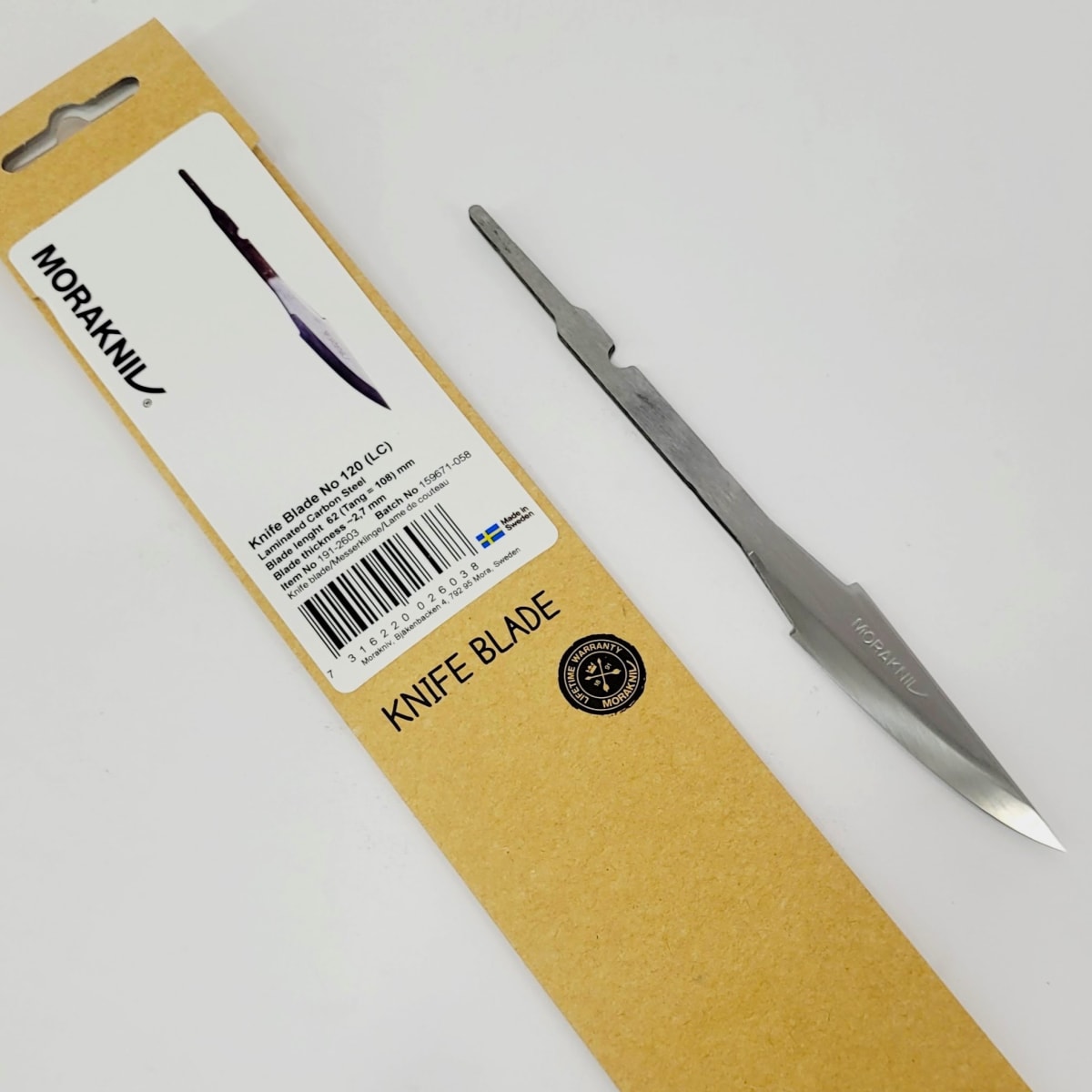 Hoja de Cuchillo No 120 Morakniv 191-2603 de 62mm x 2.7mm para Tallado en Madera (LC) Acero Laminado 0