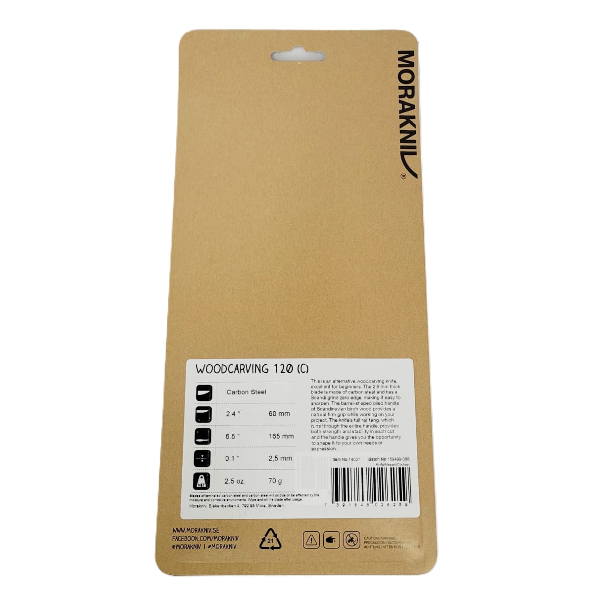 Cuchillo Morakniv para Tallado en Madera 120 (C) Acero al Carbono con Estuche7