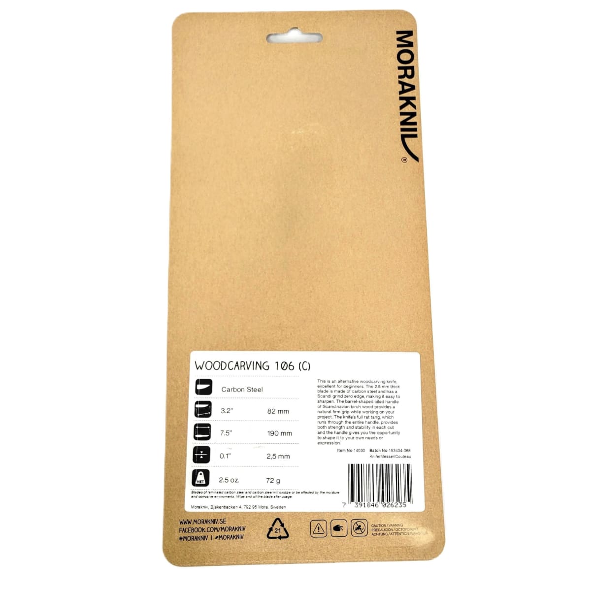 Cuchillo Morakniv para Tallado en Madera 106 (C) Acero al Carbono con Estuche18