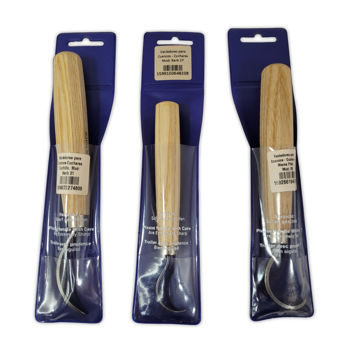 Set de 3 Cuchillos de Gancho Tipo Cuchara Pfeil  para Tallado en Madera Kerb 21 Kerb 23 Kerb 2721