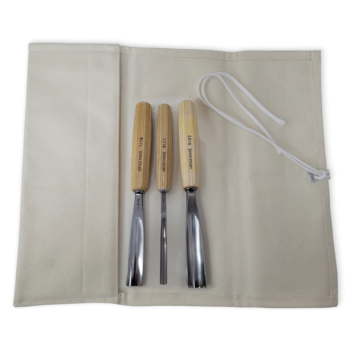 Pack de 2 Gubias Semicurvas y 1 Gubia Larga Tipo Cuchara Pfeil con Estuche de Lona2