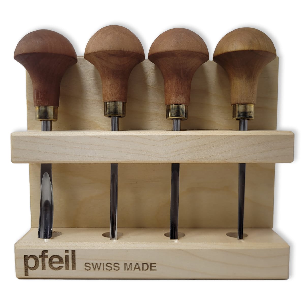 Pack de 2 Microgubias Semicurvas y 2 Microgubias Semiplanas Pfeil con Base de Madera5