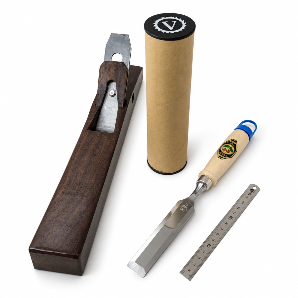Pack Carpintero Premium: Cepillo, Formón, Gramil y Regla3