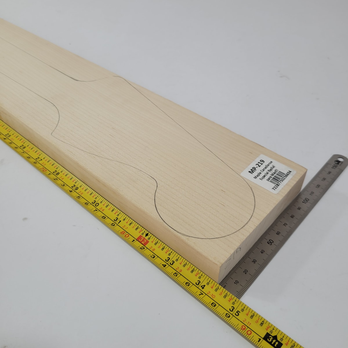 Pieza Unica MP-219 de Curly Maple Rizado Especial Calidad AAA para Mastil de Bajo2