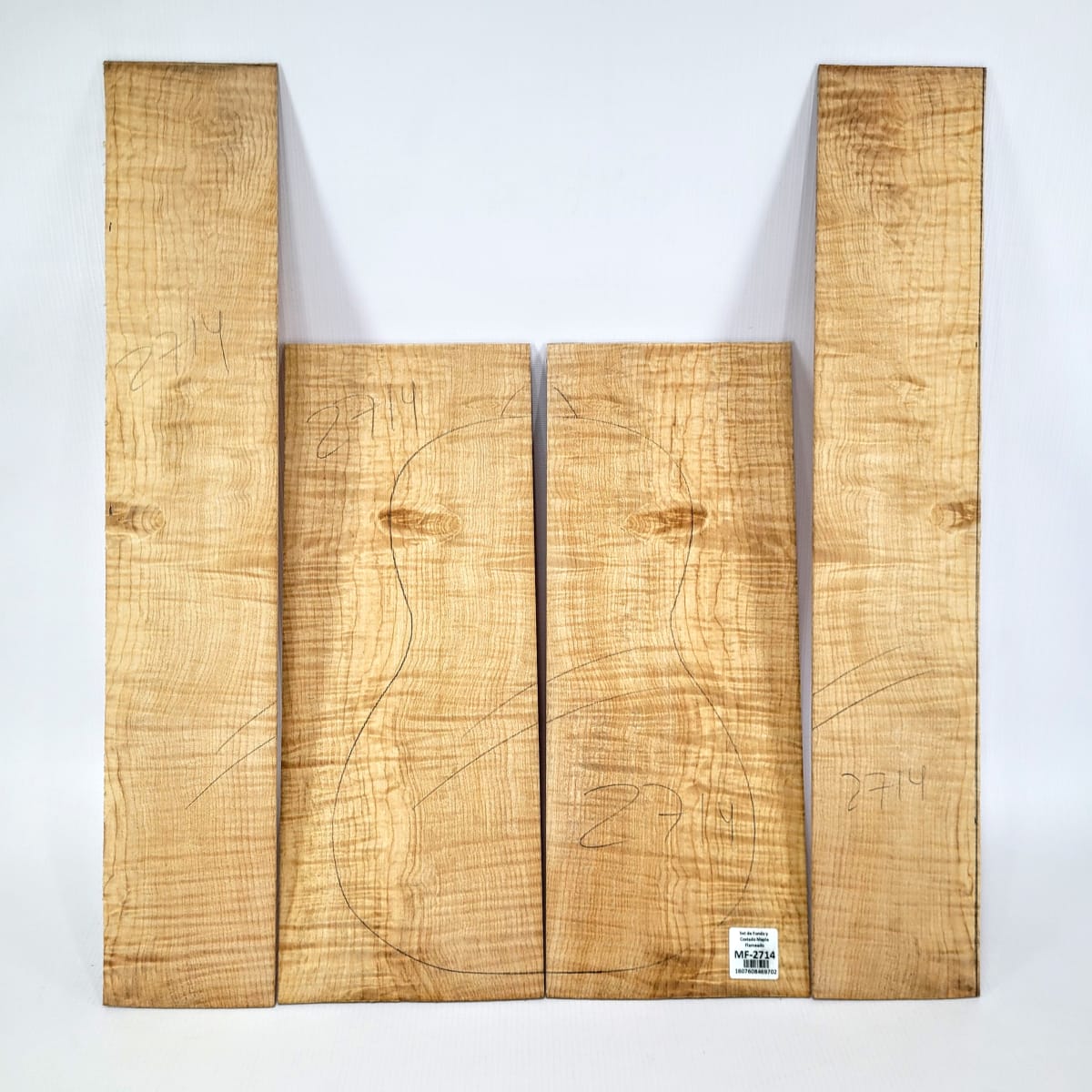 Set de 2 Laminas tipo Espejo MP-705 de Maple Flameado para Artesania 0