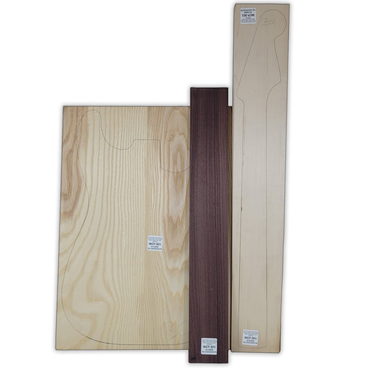 Pack de Maderas WCP-301 para Guitarra, Cuerpo de Ash + Mastil de Maple + Diapason de Indian Rosewood18