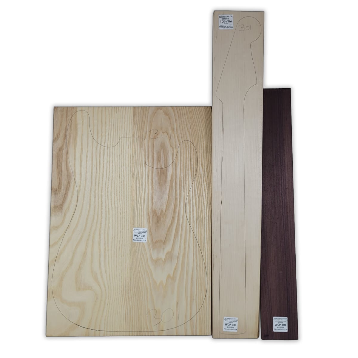 Pack de Maderas WCP-301 para Guitarra, Cuerpo de Ash + Mastil de Maple + Diapason de Indian Rosewood16