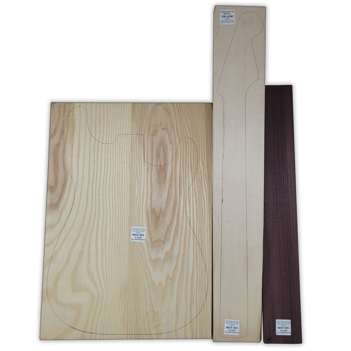 Pack de Maderas WCP-301 para Guitarra, Cuerpo de Ash + Mastil de Maple + Diapason de Indian Rosewood17