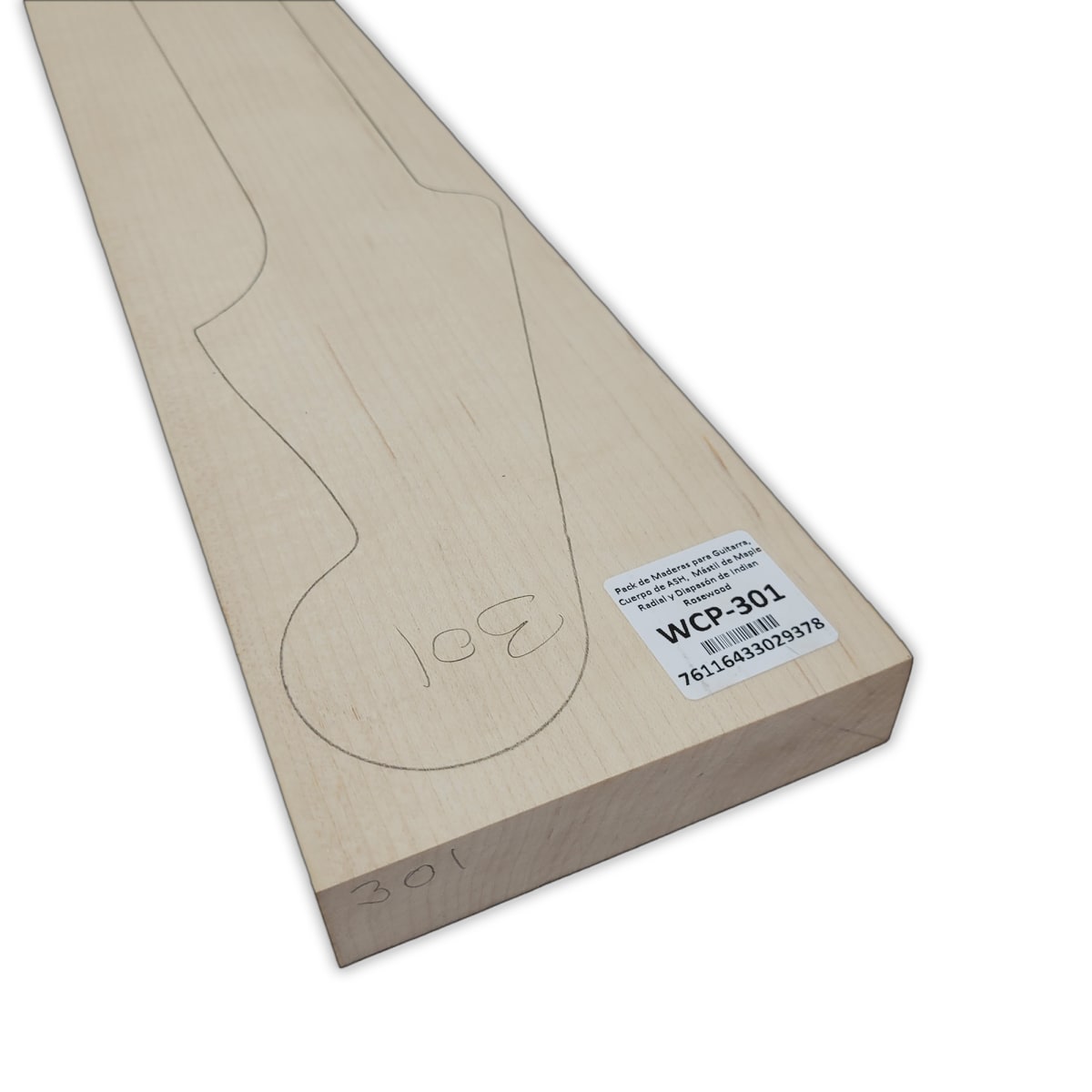 Pack de Maderas WCP-301 para Guitarra, Cuerpo de Ash + Mastil de Maple + Diapason de Indian Rosewood12
