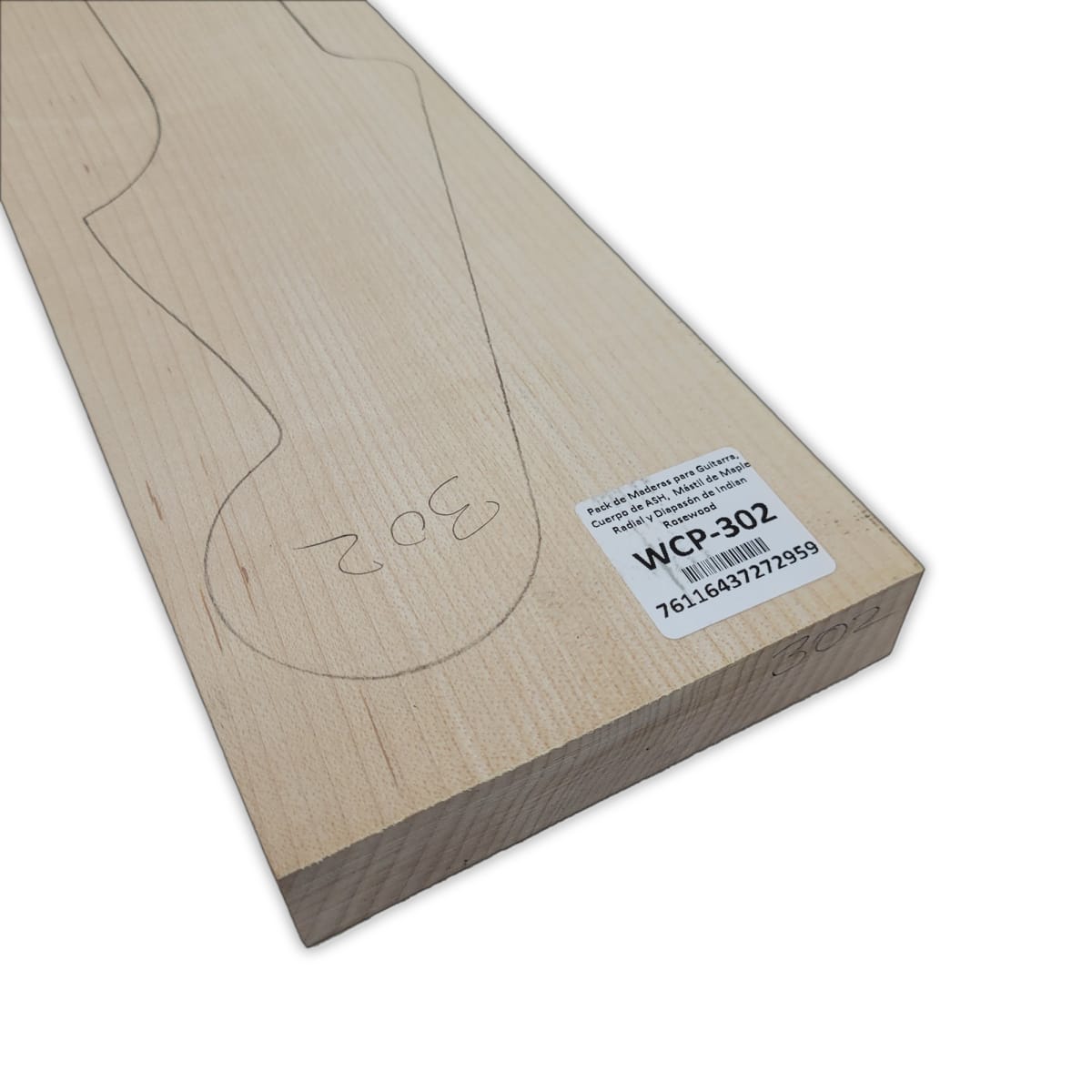 Pack de Maderas WCP-302 para Guitarra, Cuerpo de Ash + Mastil de Maple + Diapason de Indian Rosewood16