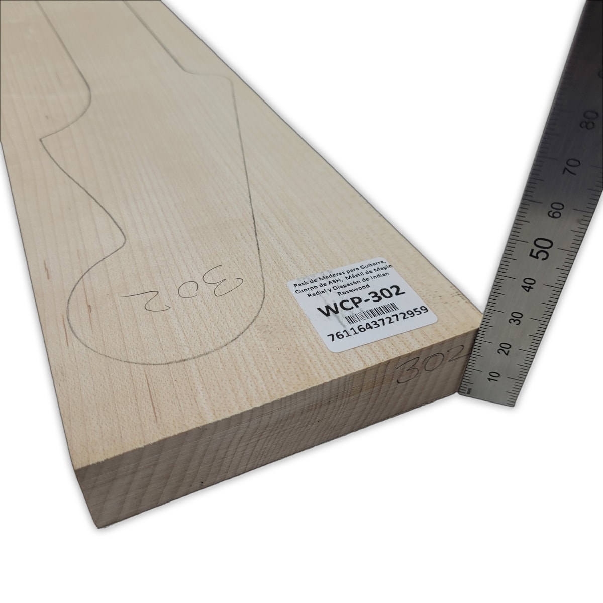 Pack de Maderas WCP-302 para Guitarra, Cuerpo de Ash + Mastil de Maple + Diapason de Indian Rosewood6