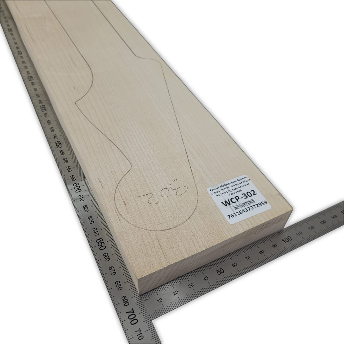 Pack de Maderas WCP-302 para Guitarra, Cuerpo de Ash + Mastil de Maple + Diapason de Indian Rosewood5