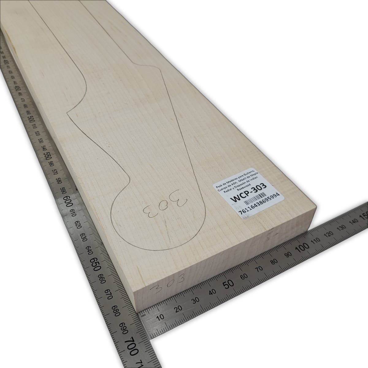 Pack de Maderas WCP-303 para Guitarra, Cuerpo de Ash + Mastil de Maple + Diapason de Indian Rosewood5