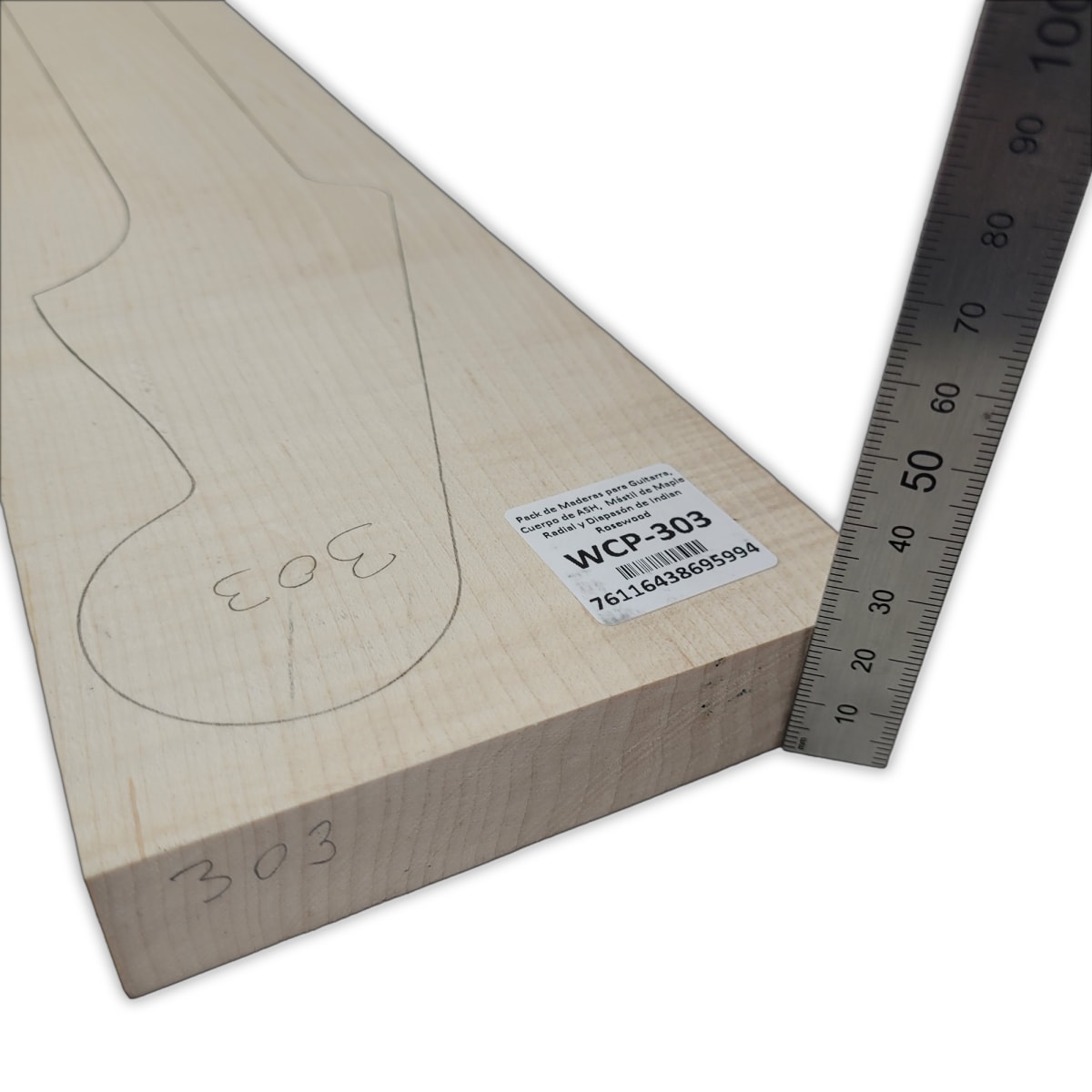 Pack de Maderas WCP-303 para Guitarra, Cuerpo de Ash + Mastil de Maple + Diapason de Indian Rosewood6
