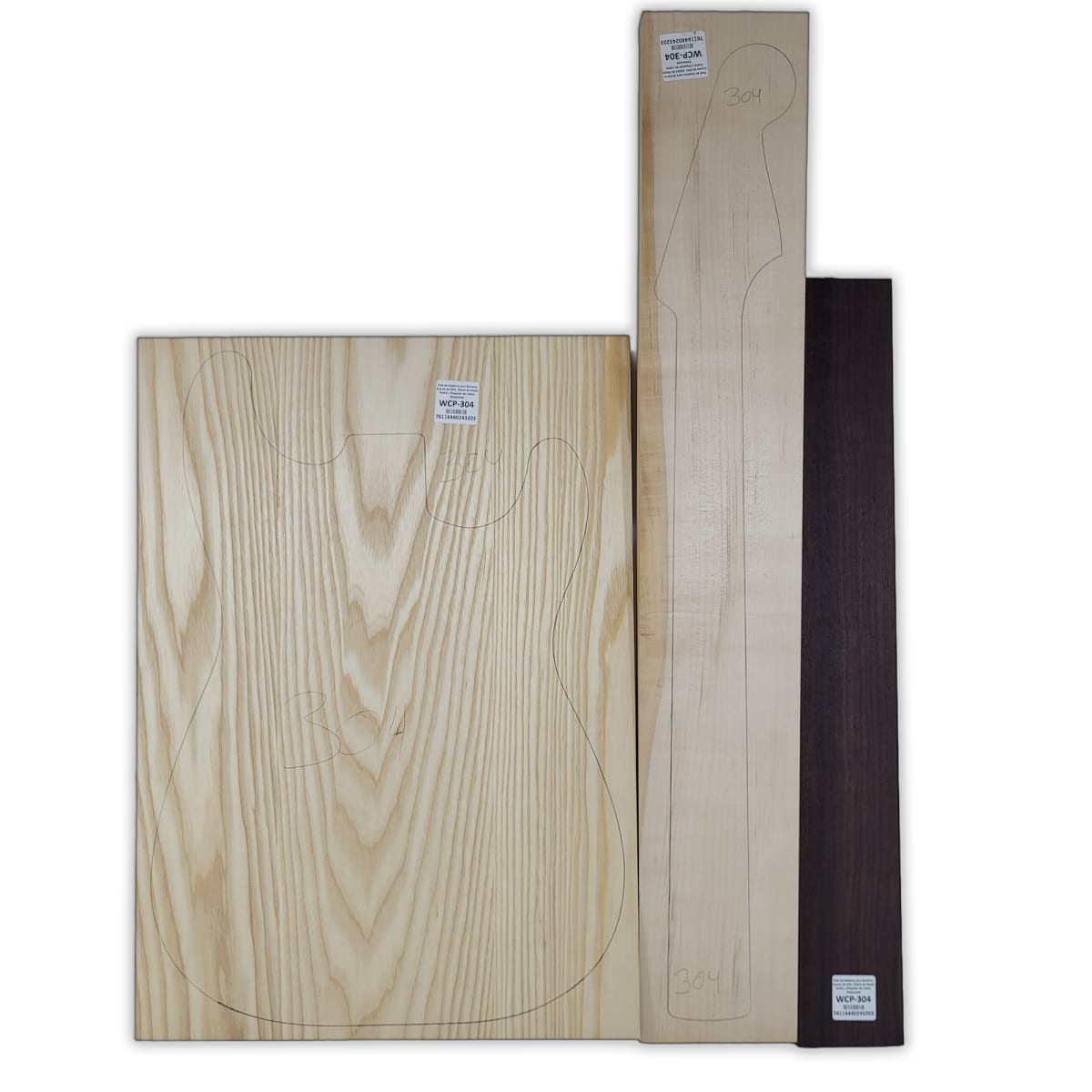 Pack de Maderas WCP-304 para Guitarra, Cuerpo de Ash + Mastil de Maple + Diapason de Indian Rosewood15