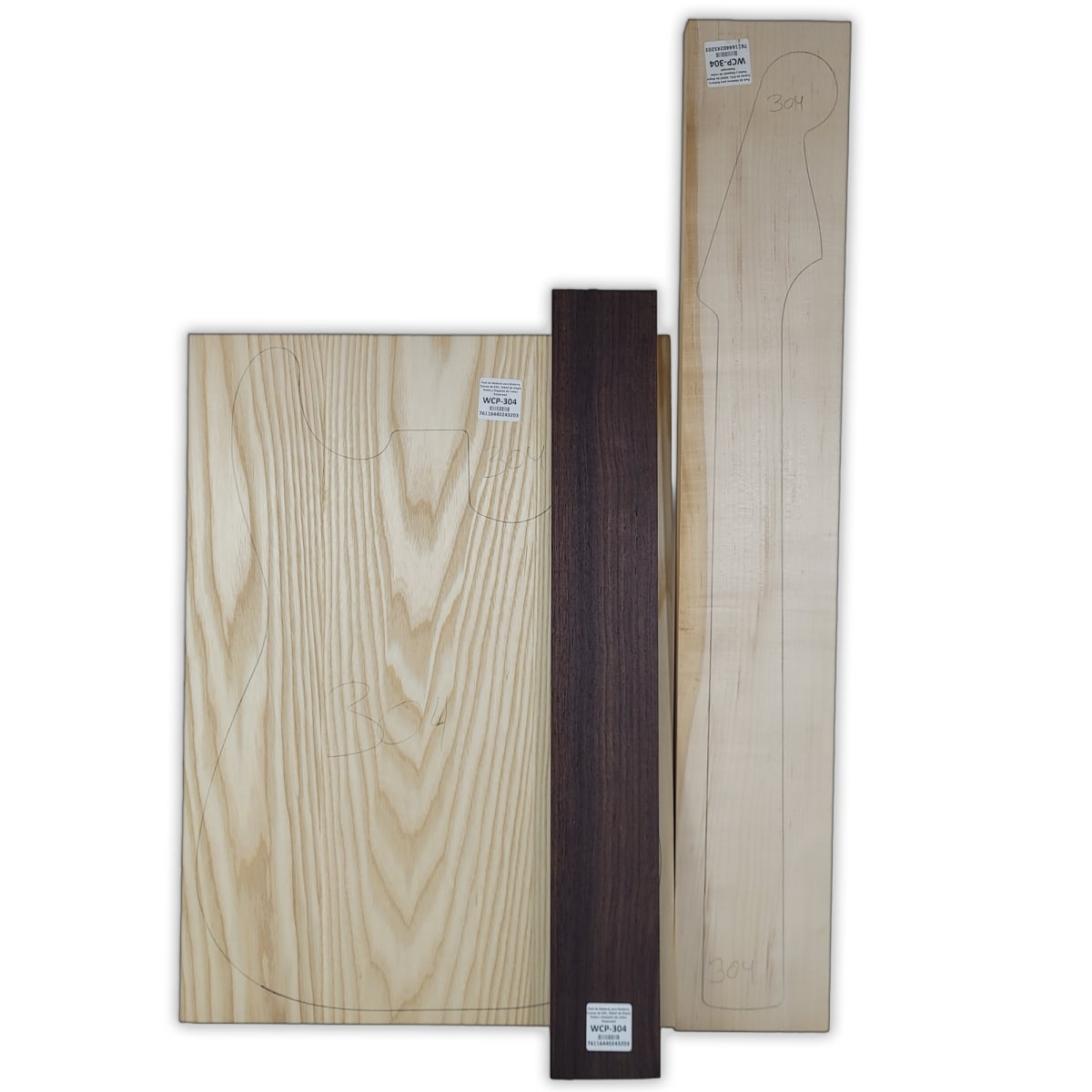 Pack de Maderas WCP-304 para Guitarra, Cuerpo de Ash + Mastil de Maple + Diapason de Indian Rosewood2