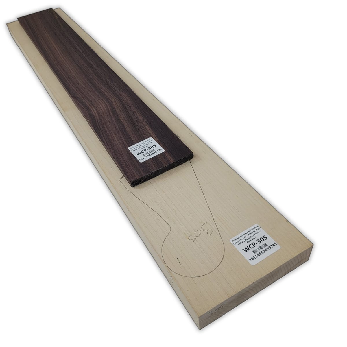 Pack de Maderas WCP-305 para Guitarra, Cuerpo de Ash + Mastil de Maple + Diapason de Indian Rosewood14