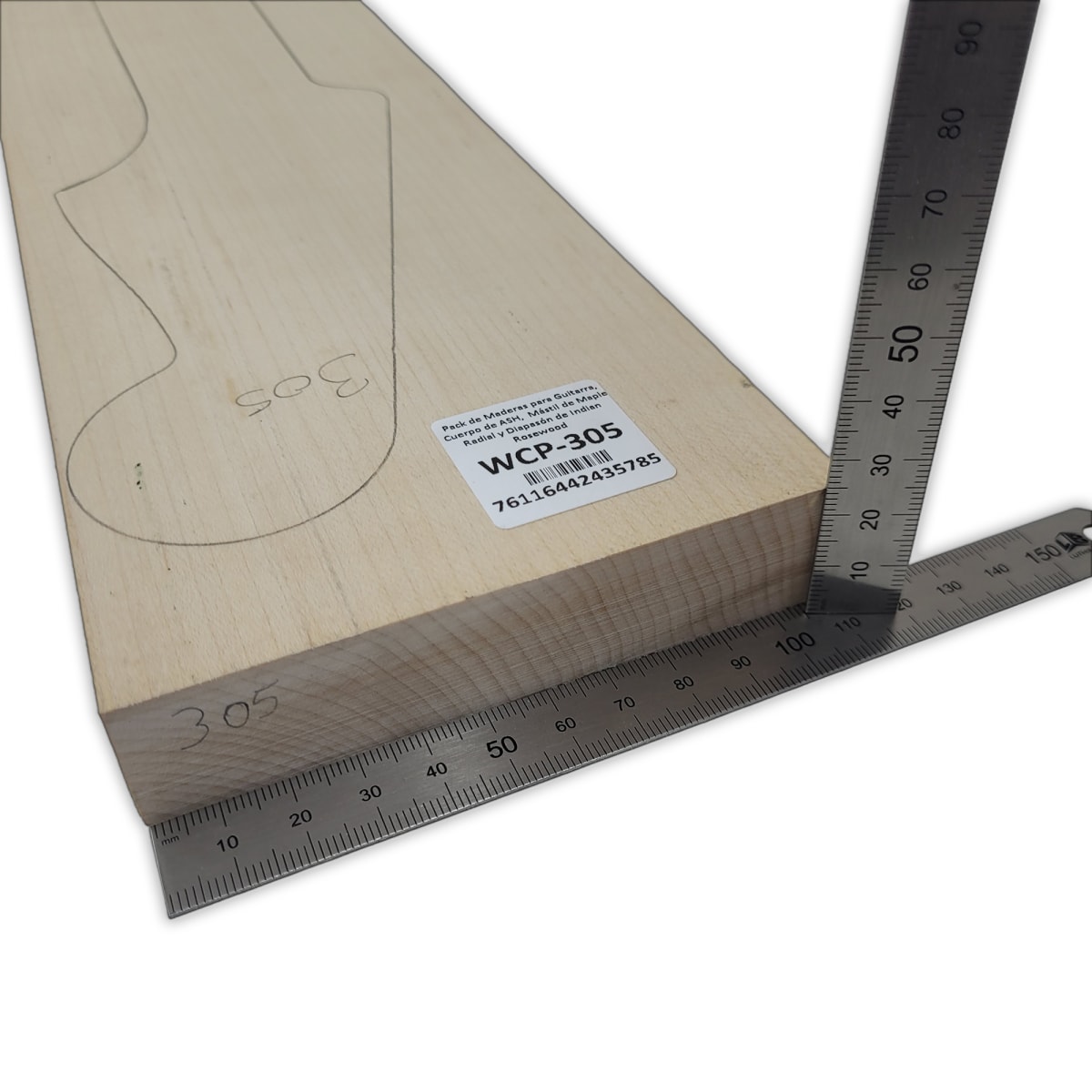 Pack de Maderas WCP-305 para Guitarra, Cuerpo de Ash + Mastil de Maple + Diapason de Indian Rosewood3