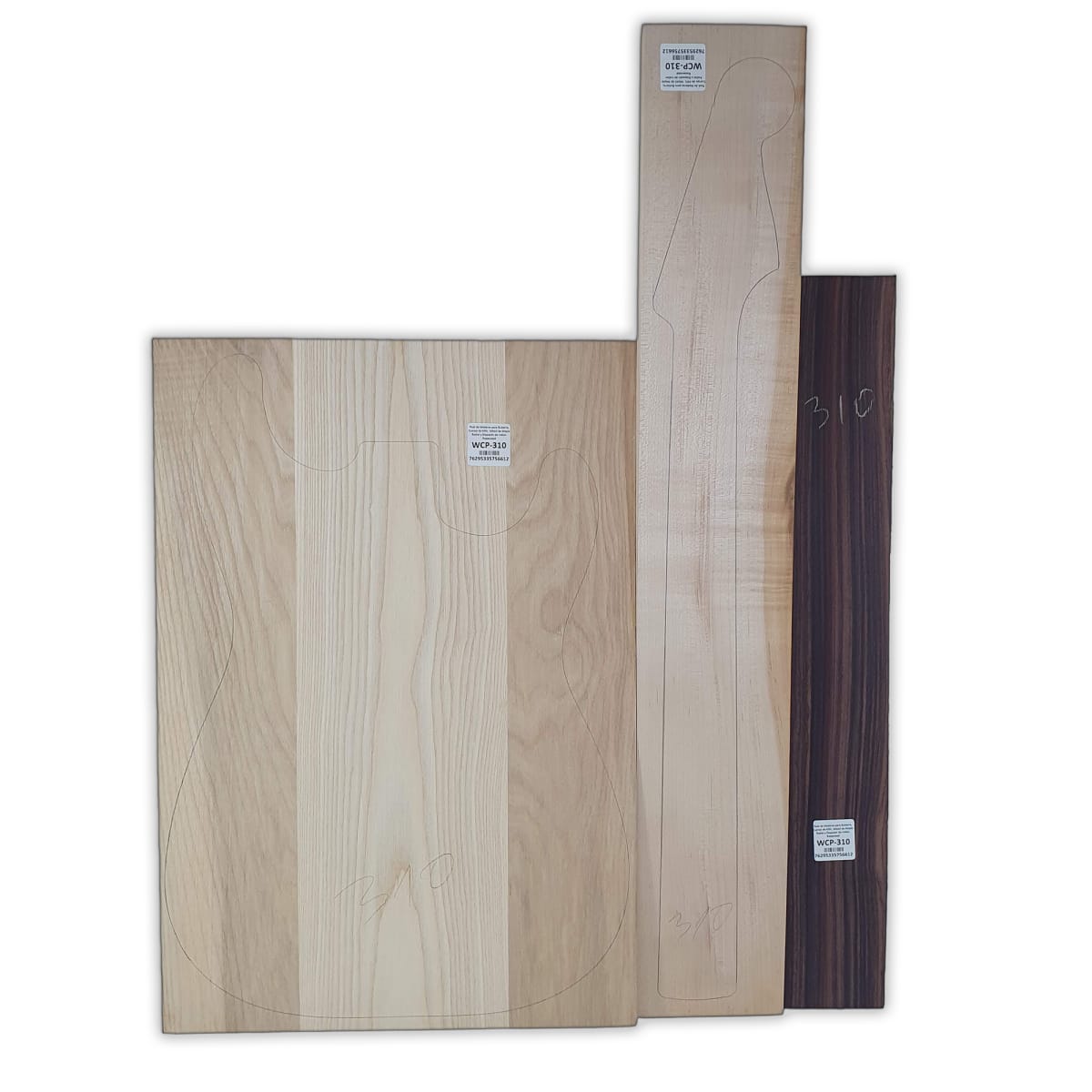 Pack de Maderas WCP-310 para Guitarra, Cuerpo de Ash + Mastil de Maple + Diapason de Indian Rosewood 0