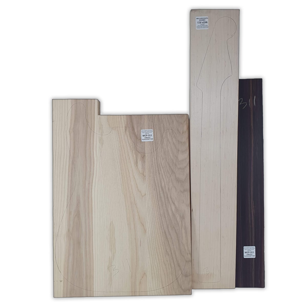 Pack de Maderas WCP-311 para Guitarra, Cuerpo de Ash + Mastil de Maple + Diapason de Indian Rosewood 0