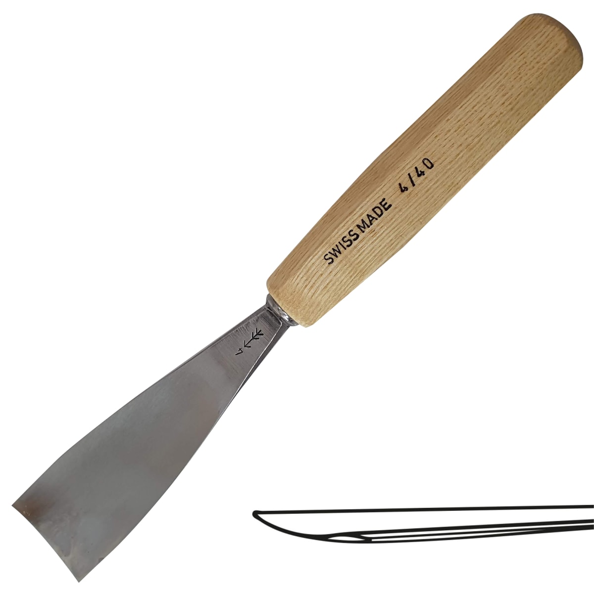 Gubia Pfeil 4 Semi Plana 40 mm de ancho para Tallado de Madera 0