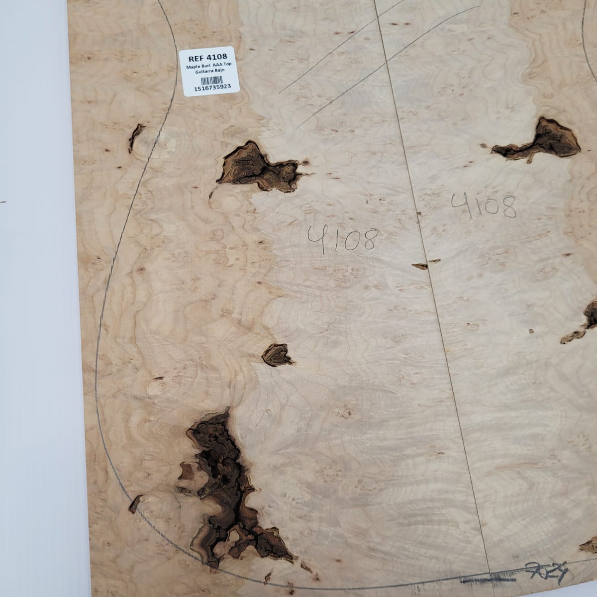 Madera para Top REF: 4108 de Maple Burl AAA para Guitarra/Bajo8