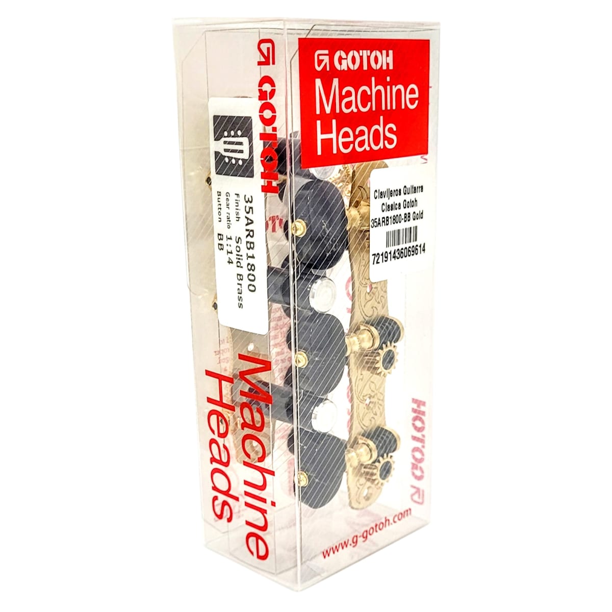 Clavijero Guitarra Clásica Gotoh 3L+3R Gold 35ARB1800-BB Bronce Sólido y Botón de Plastico Negro6