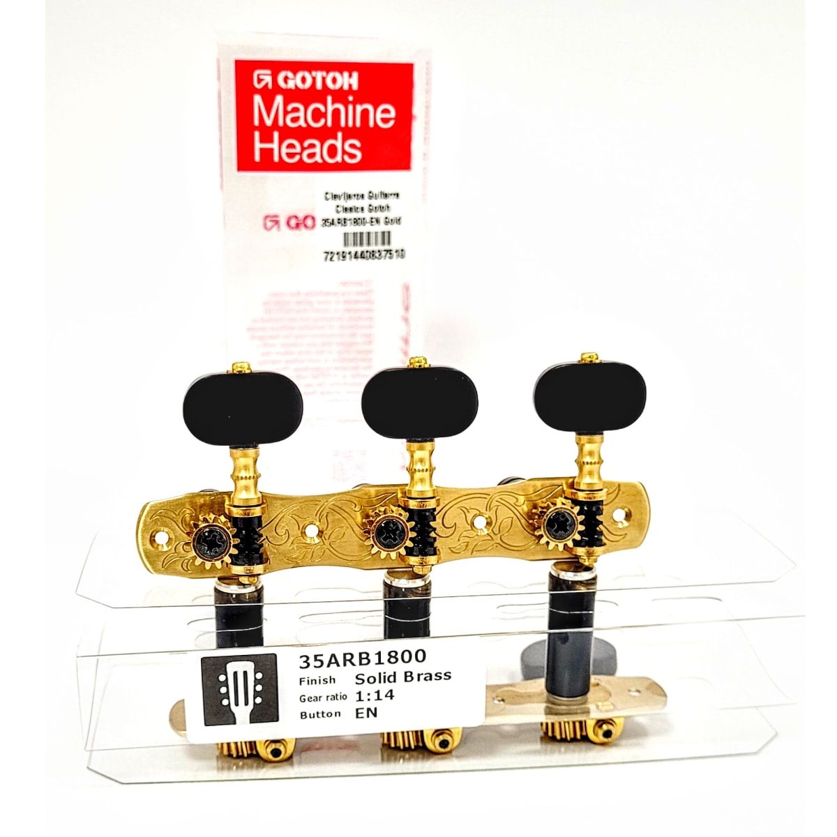 Clavijero Guitarra Clásica Gotoh 3L+3R Gold 35ARB1800-EN Gold y Botón de Madera Negro4