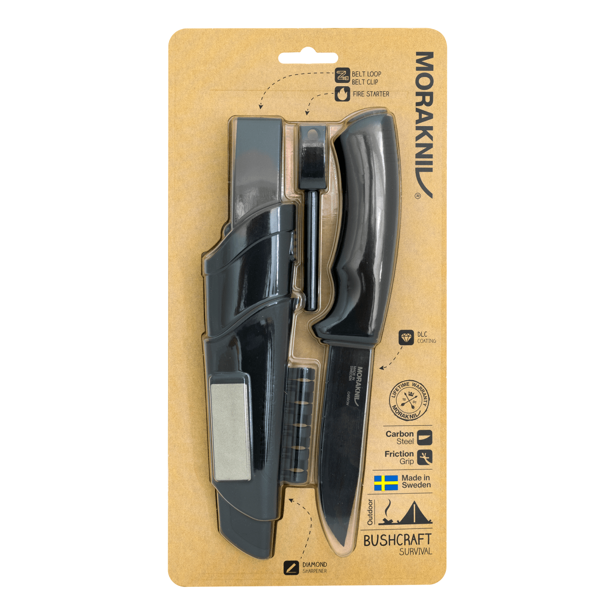 Cuchillo Bushcraft Survival BB (C) Acero al Carbono Morakniv 11742 Black + Mini Piedra de Diamante + Accesorio para Iniciar Fuego4
