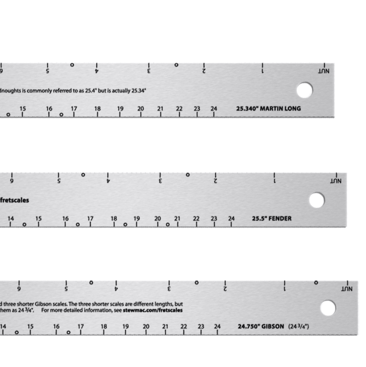 Set de 3 Reglas de Escala Gibson /Fender / PRS / Classical Ruler, Martin / Mandolin  Stewmac EEUU Mod: 0806 2