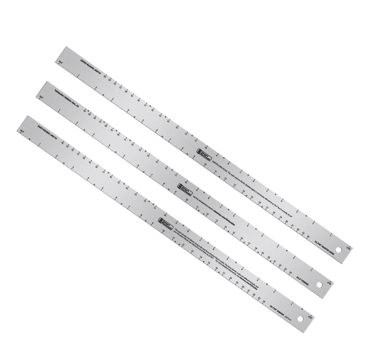 Set de 3 Reglas de Escala Gibson /Fender / PRS / Classical Ruler, Martin / Mandolin  Stewmac EEUU Mod: 08061