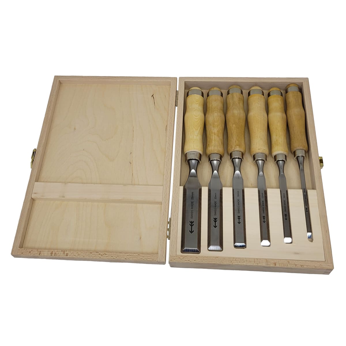 Set de 6 Formones Carpinteros + Estuche de Madera. Mod: Z1 3