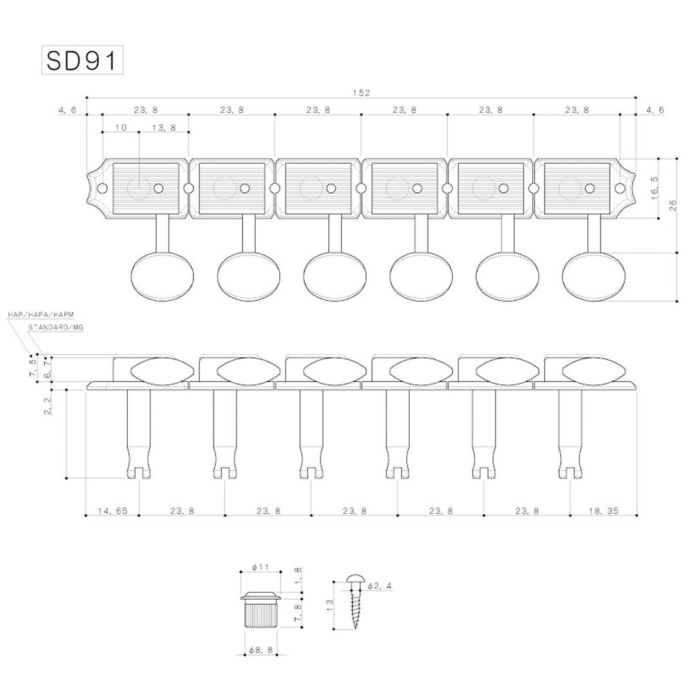 Clavijero con Locking MG 6L Nickel SD91-05M3