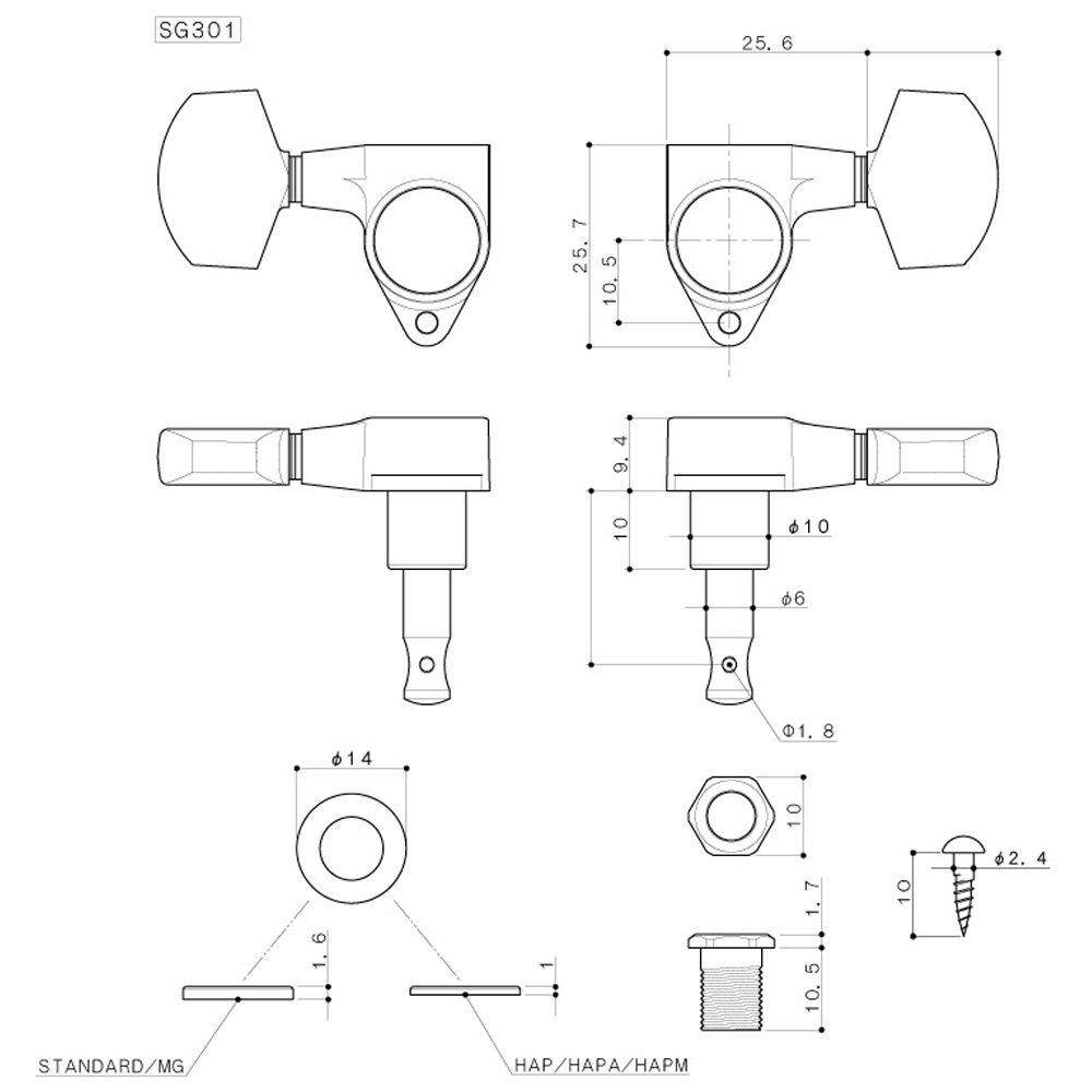 Clavijero 3L+3R Black SG301-072