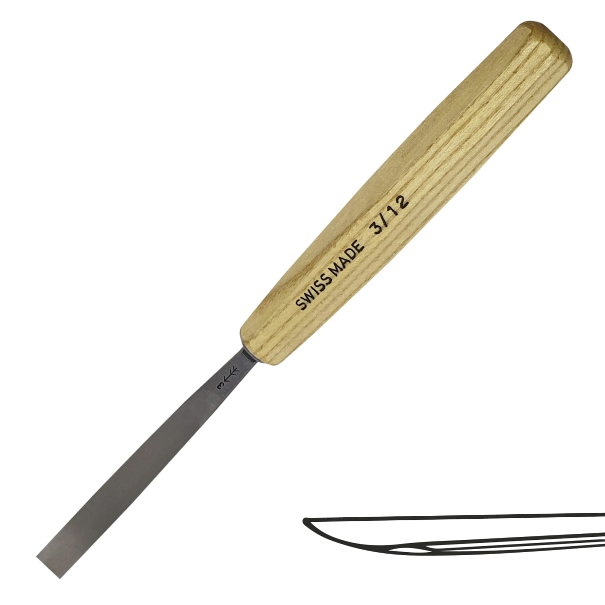 Gubia Pfeil 3 Semi Plana 12 mm de ancho para Tallado de Madera 0