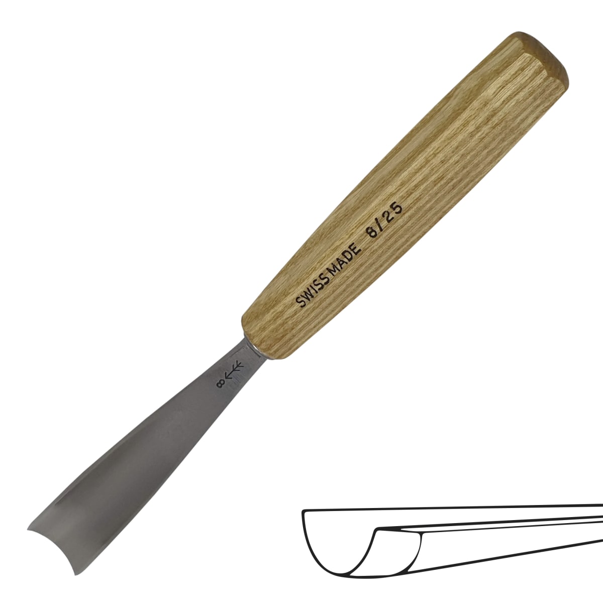 Gubia No 8 Semi Curva de 25 mm de ancho 0