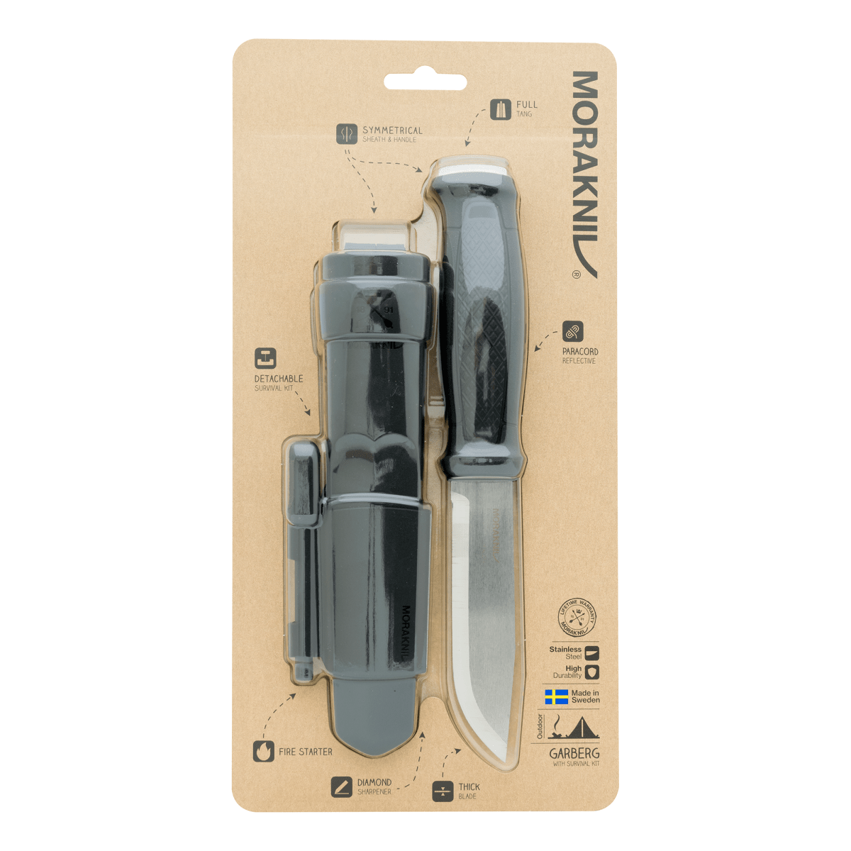 Cuchillo Garberg (S) Morakniv 13914 Acero Inoxidable con Kit de Supervivencia Black7