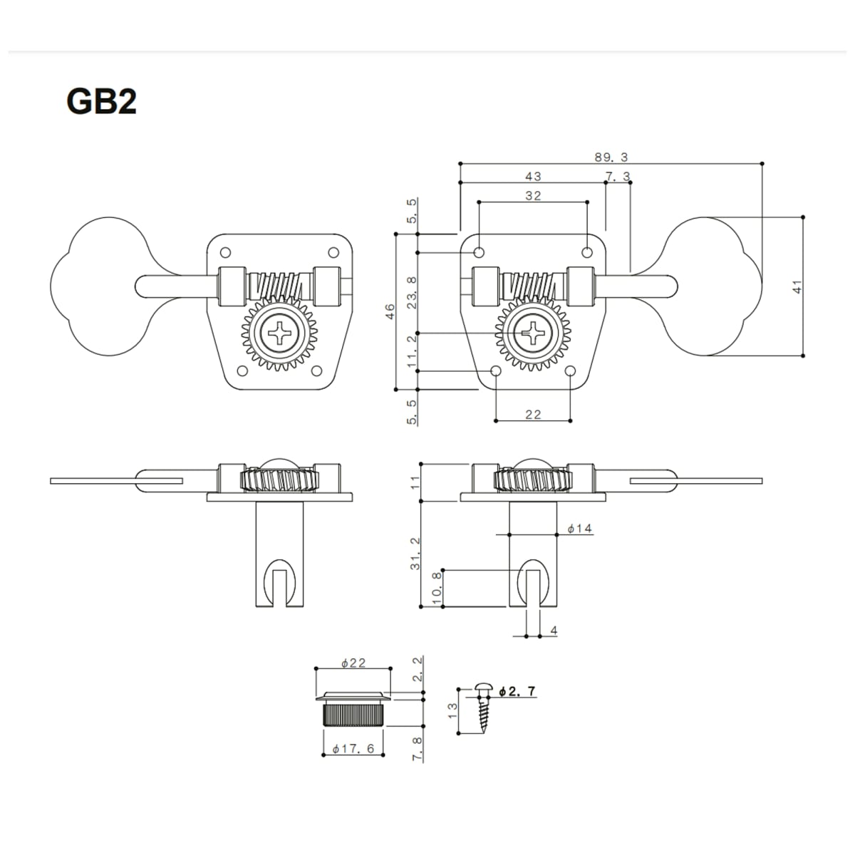Clavija 1R. Mod: GB2-N Tipo Jazz Bass. Color: Nickel2