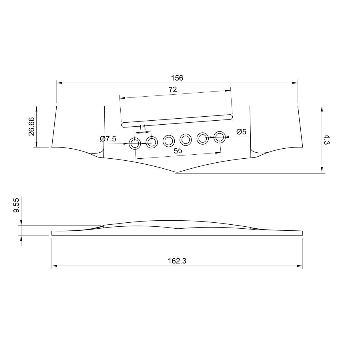 Puente de Ébano Tipo Ibanez. Mod: 12