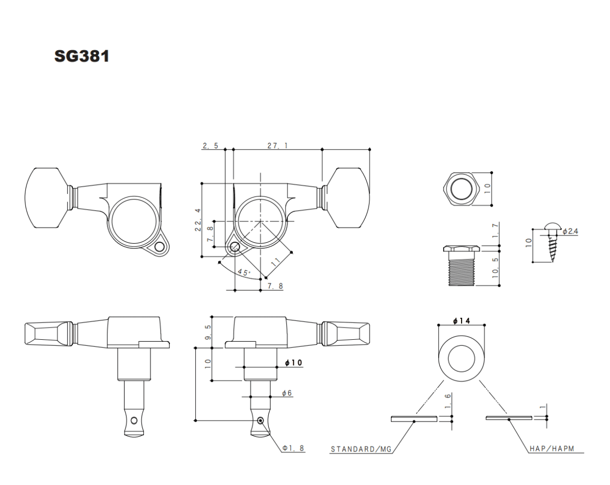 Clavijero con Locking MGT 6L Gold SG381-073