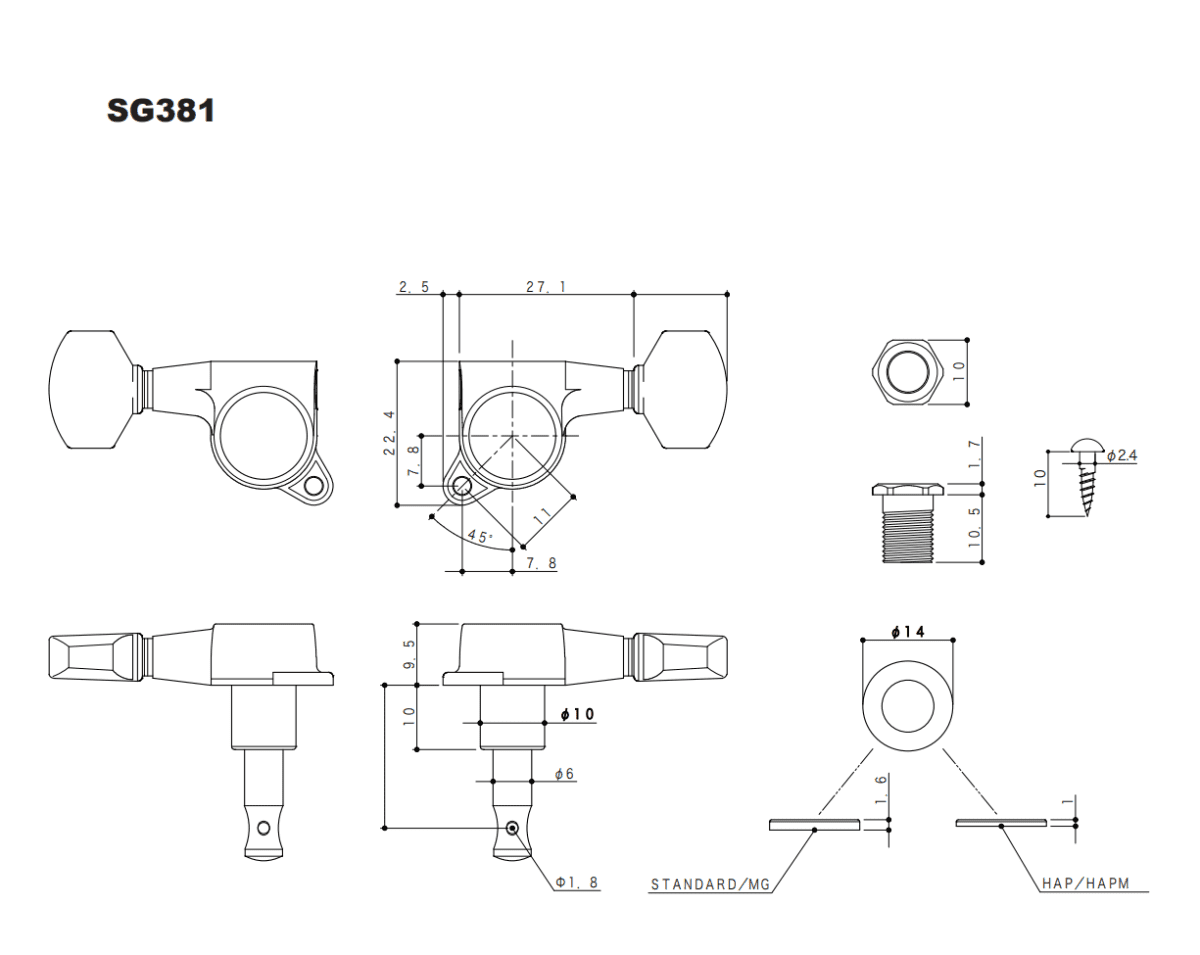 Clavijero 3L+3R Gold SG381-072